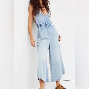 Free People Alora Jumpsuit in Stillwater Blue Size Large